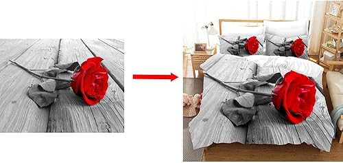 Miniatura 3 de yky Juego de ropa de cama personalizada con estampado 3D con funda de almohada, sábanas personalizadas con imagen (blanco, 102.4 x 93.7 in104 x 94)