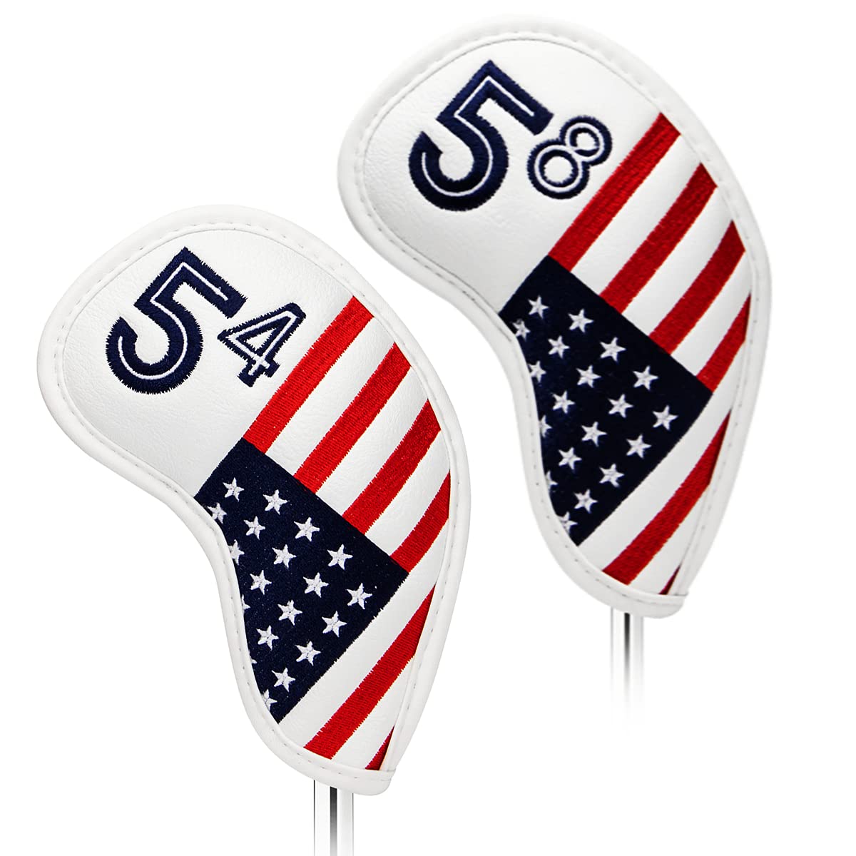 1pc Golf Wedge Cover or Set US Flag Iron Wedge Head Covers 52 56 60 Wedge Covers, PU Leather Golf Iron Covers Head Covers for Men Golfers