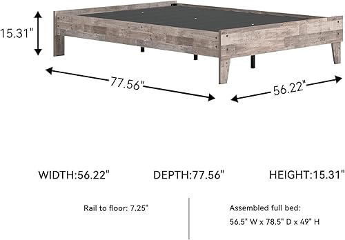 Miniatura 78 de Signature Design by Ashley - Base de cama con plataforma de granja casual Shawburn, tamaño matrimonial, cal desgastada Encalar,Gris (rustic