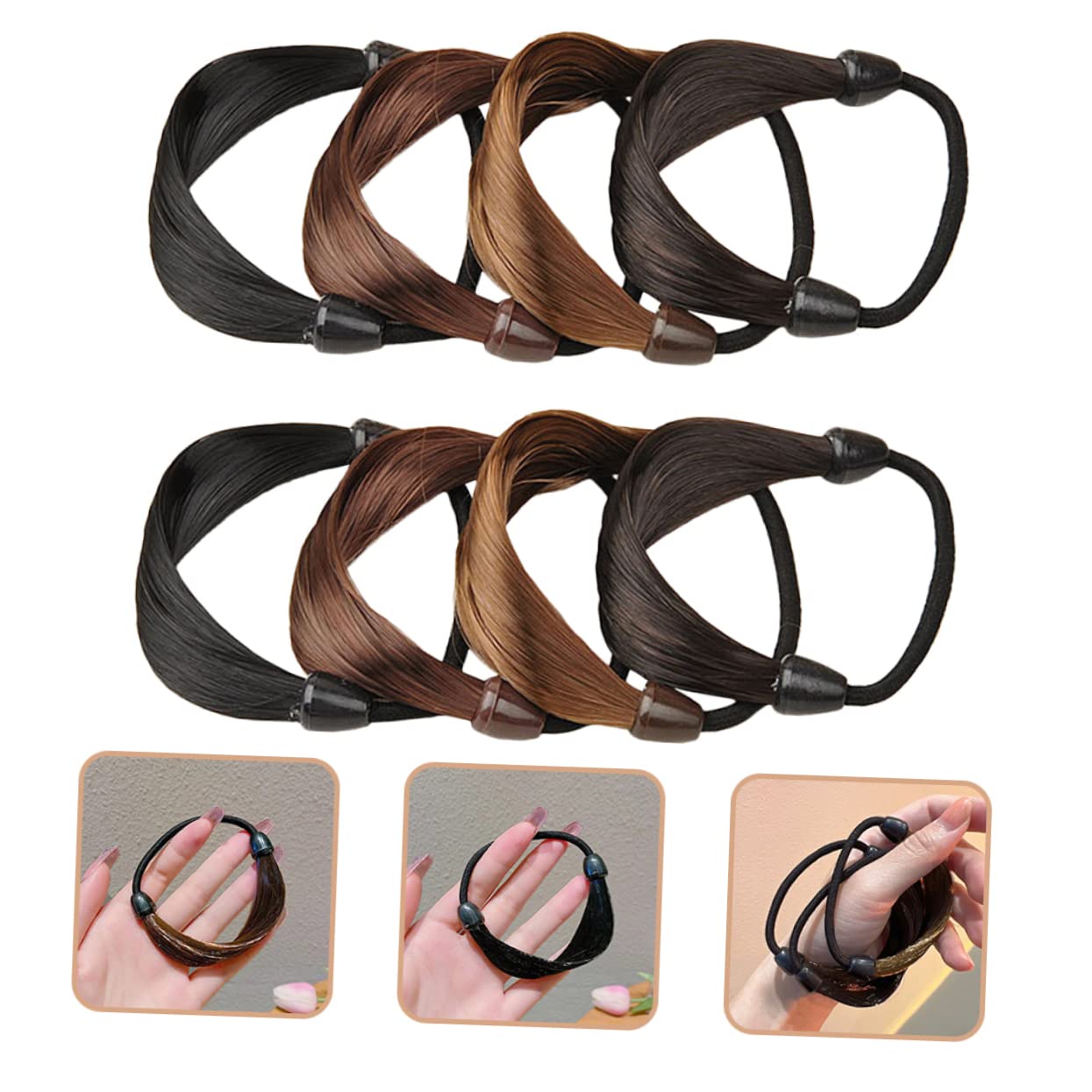 FRCOLOR 40 Piezas Lazos Elásticos Para El Cabello Accesorios Para El Cabello De Niña Peluca Lazos Para El o Banda De Pelo De Pelo Elásticos Negros Fibra Química