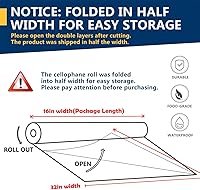 Vista 2 de PerkHomy - Rollo de celofán transparente de 32 pulgadas x 100 pies, plegado de 3 mil de grosor, celofán para cesta de regalo, golosinas, envoltura