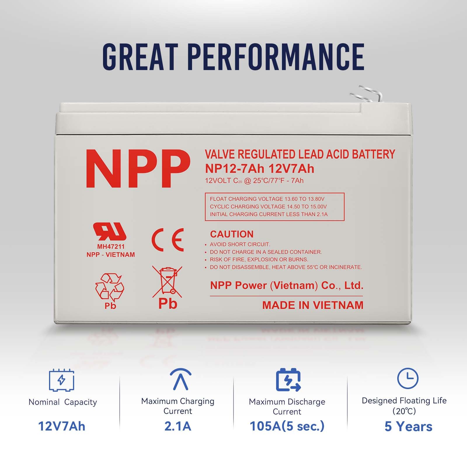 ExpertPower 2 Pack 12V 7Ah AGM Rechargeable Battery In