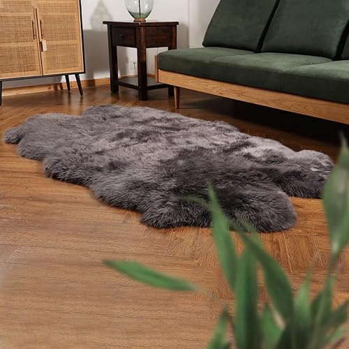 Vista 47 de Alfombra de piel de oveja auténtica de alta calidad, piel de oveja australiana, esponjosa, de lujo, natural, de piel de cordero esponjosa, funda