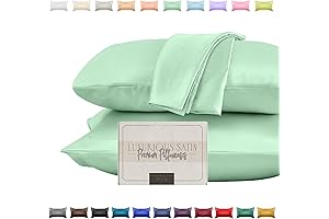 Elegant Comfort Silky and Luxurious Green Satin Pillowcase Set