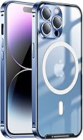 Vista 9 de Funda magnética para iPhone 14 Pro compatible con MagSafe con protector de lente de cámara y bloqueo de seguridad, carcasa trasera translúcida mate