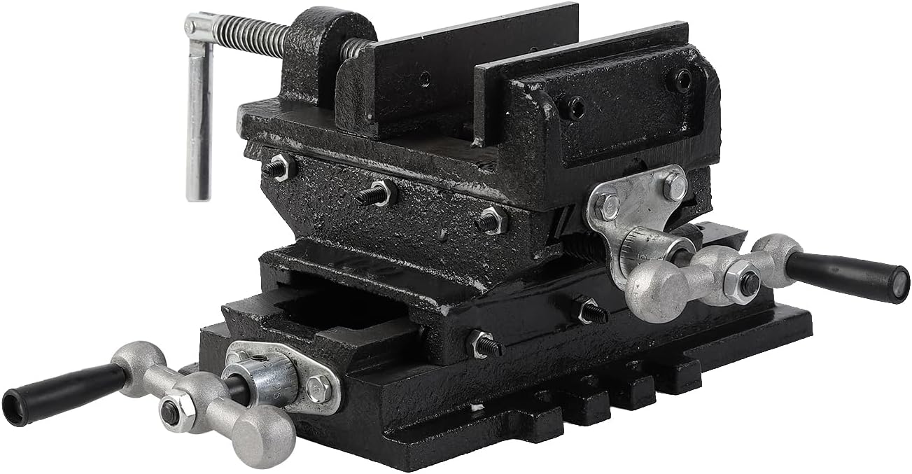 KATSU Drill Press Compound Cross Vice 3 Inch 75mm Heavy Duty Pillar Bench Drill Press 4 Ways Mechanic Cross Slide Vise Clamp for Workshop Milling Machine Machinery Maintenance