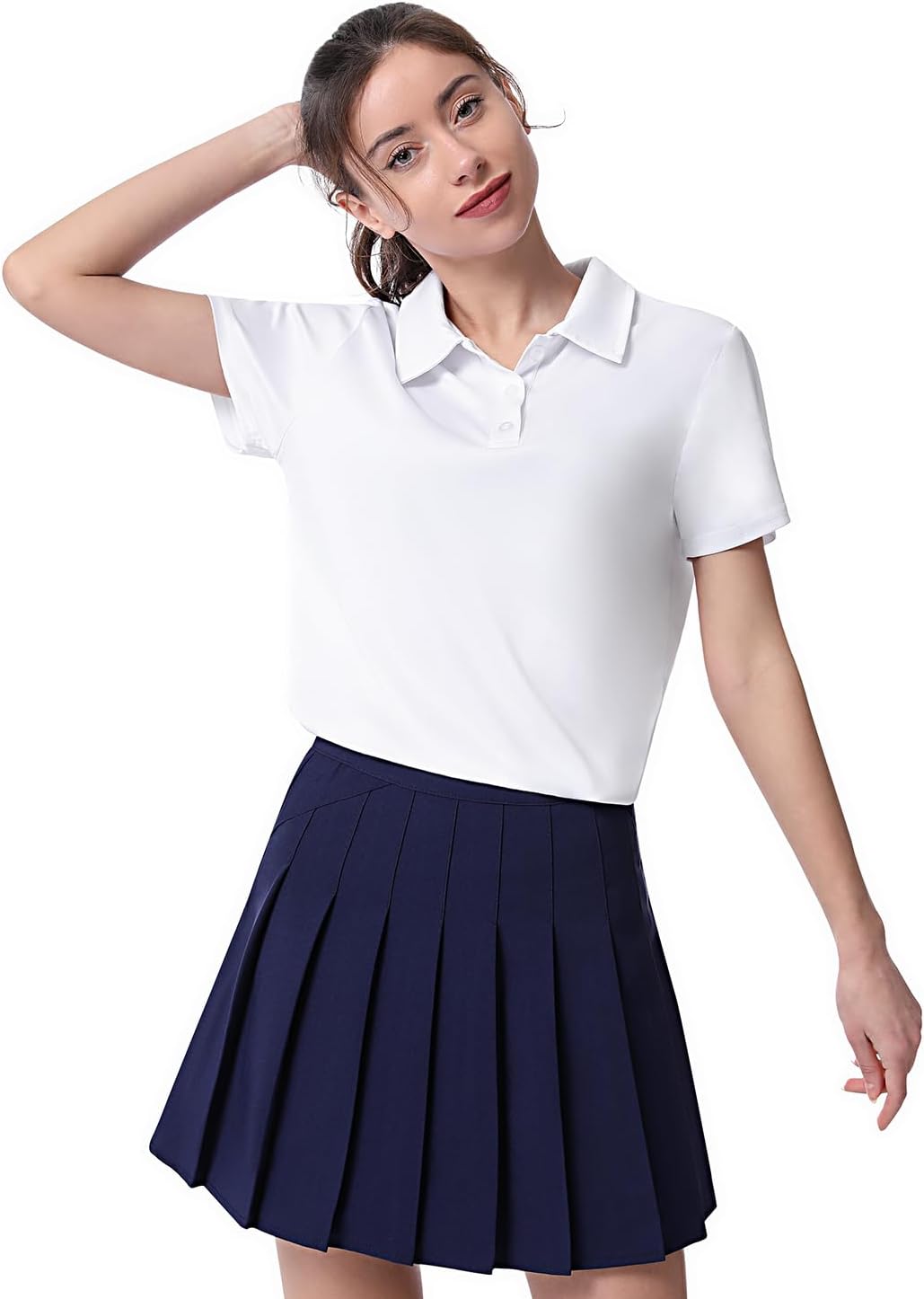 Women's Polo Tee Dry Fit Golf Shirt Moisture Wicking Short Sleeve Sport Activewear Golf Polo Tops Collar with Buttons Workout - Image 3