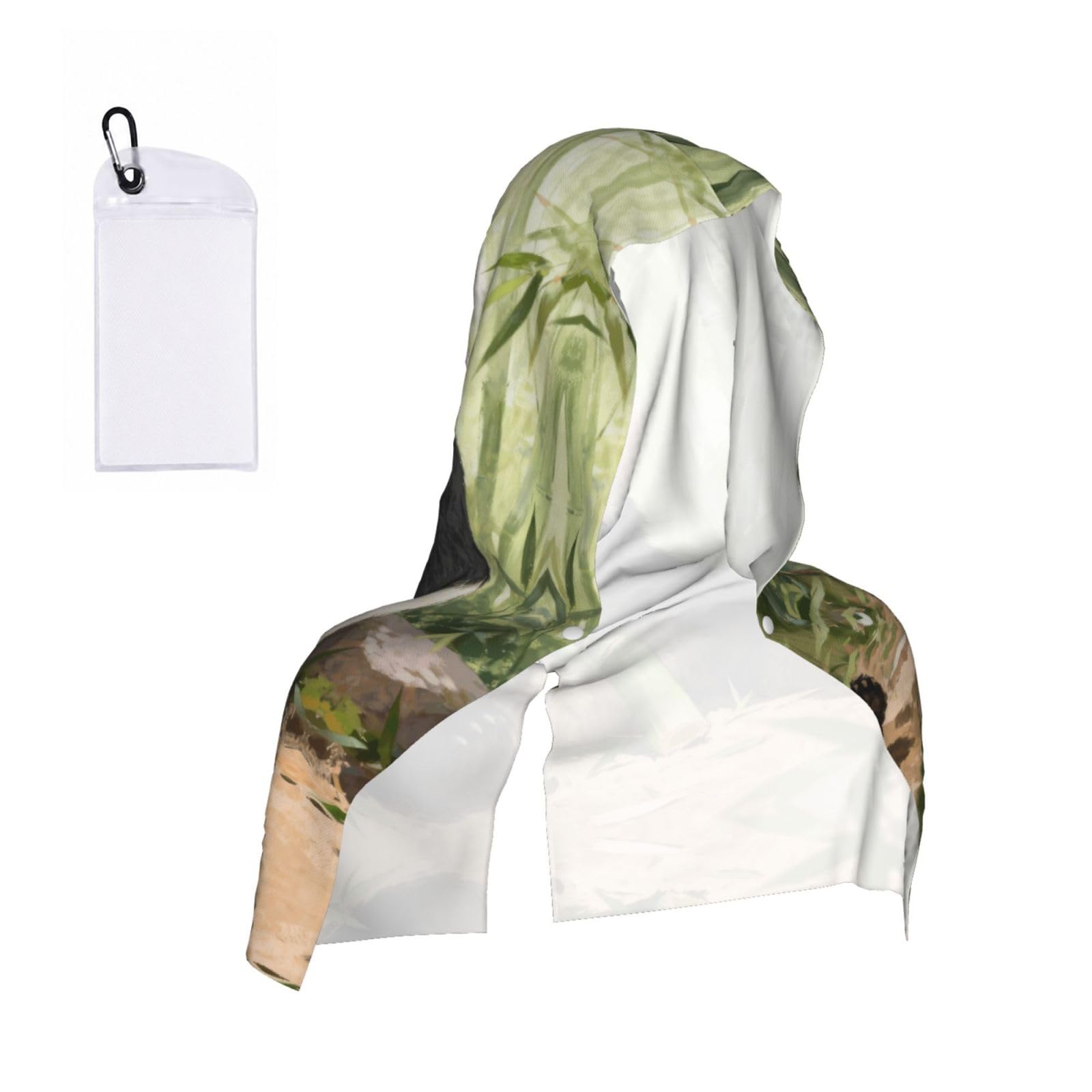CNTDBU Panda Eat Bamboo Cooling Towel Hooded-Instant Chill Neck Cover for Sports, UV Cooling Rag for Running Gym