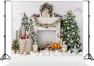 Kate 7Ã—5ft Bokeh Bohemia Christmas Tree Photo Backdrop White Fireplace Brick Wall Xmas Photography Background for Christmas Studio Props