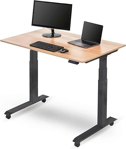 Miniatura 9 de Stand Up Desk Store Escritorio eléctrico de altura ajustable con memoria programable (marco blancoparte superior de nogal natural, 60 pulgadas de