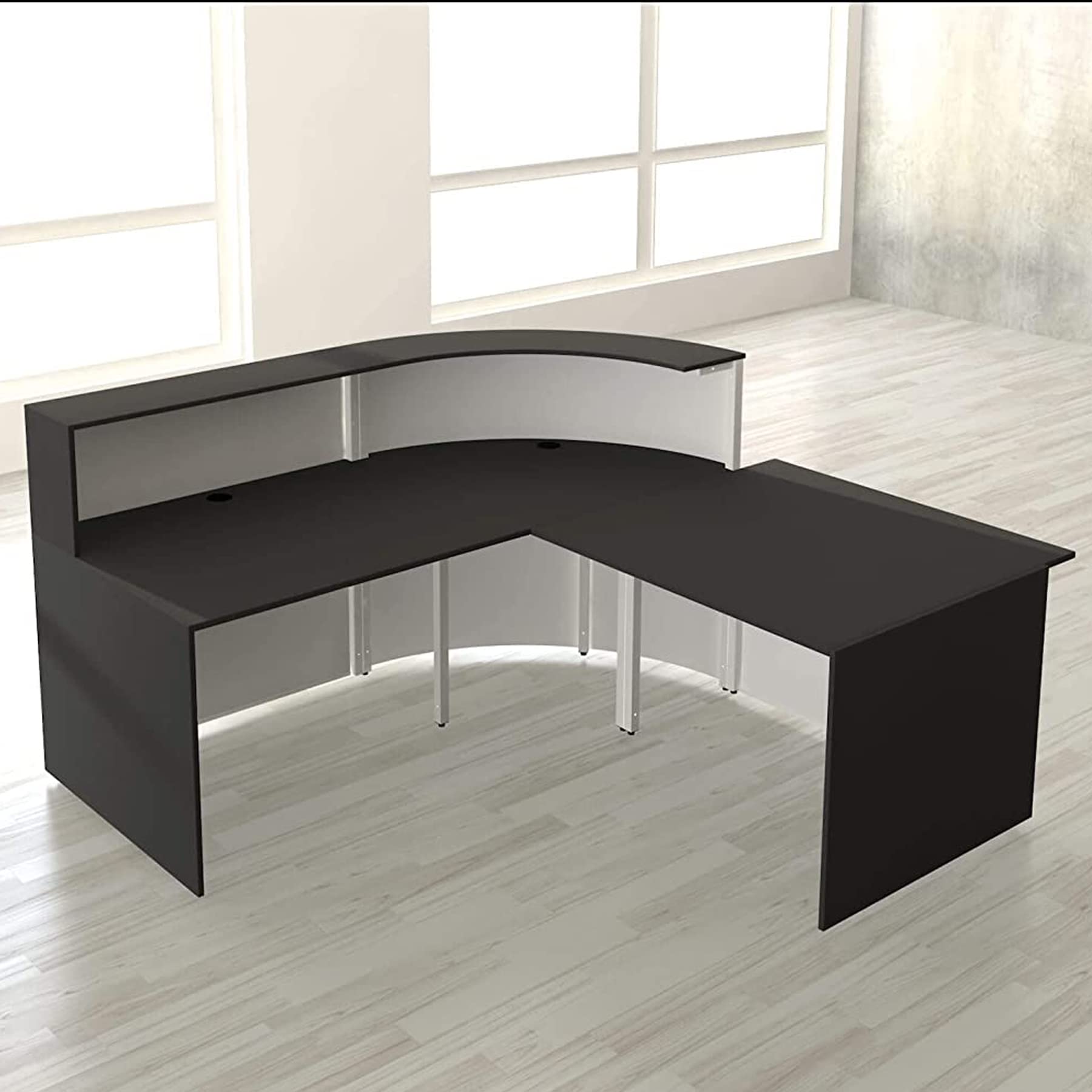 Schrank & Stuhl Empfangstresen | Winkeltheke Flair 4 mit Beratungsplatz | 110 x 180 x 195 cm (HxBxT)