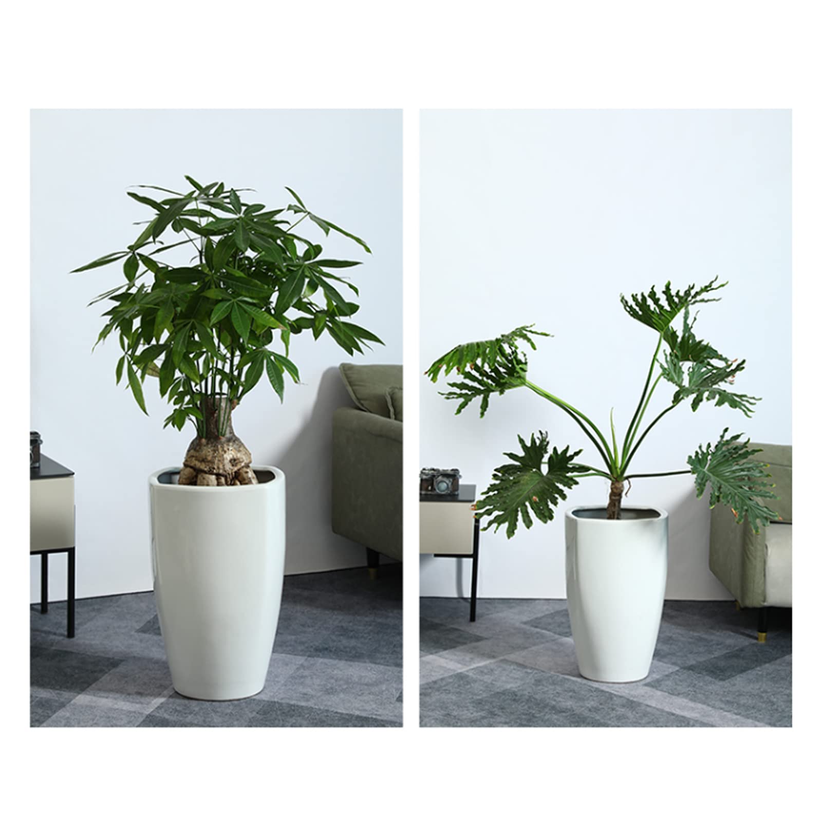 Vasi da Giardino Vasi per fioriere in Ceramica con Fori di drenaggio, Grande Vaso per Piante per Interni, Esterni, Ufficio, casa, Giardino, Cucina (Bianco)