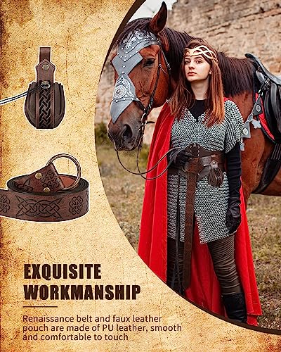 Jiuguva Women's Renaissance Corset Waist Belt Medieval Viking Belt Medieval Leather Belt Pouch Costume Accessories4