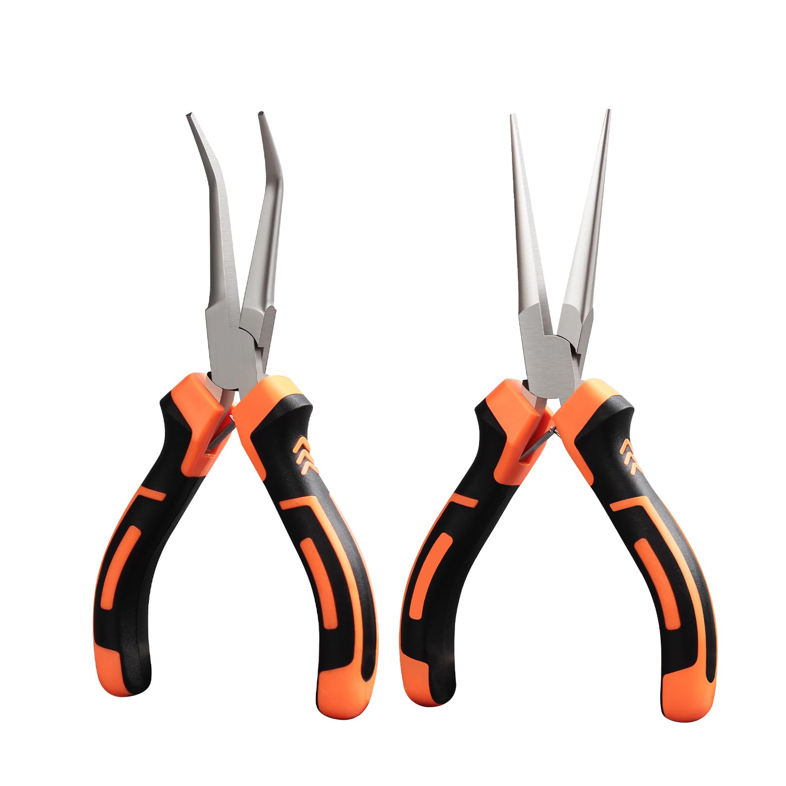 NOEAIKE Needle Nose Pliers - 2-Pack Mini Pliers Set, Long Nose & Bent Nose for Jewelry Making, Wire Wrapping & Crafting with Soft Grip