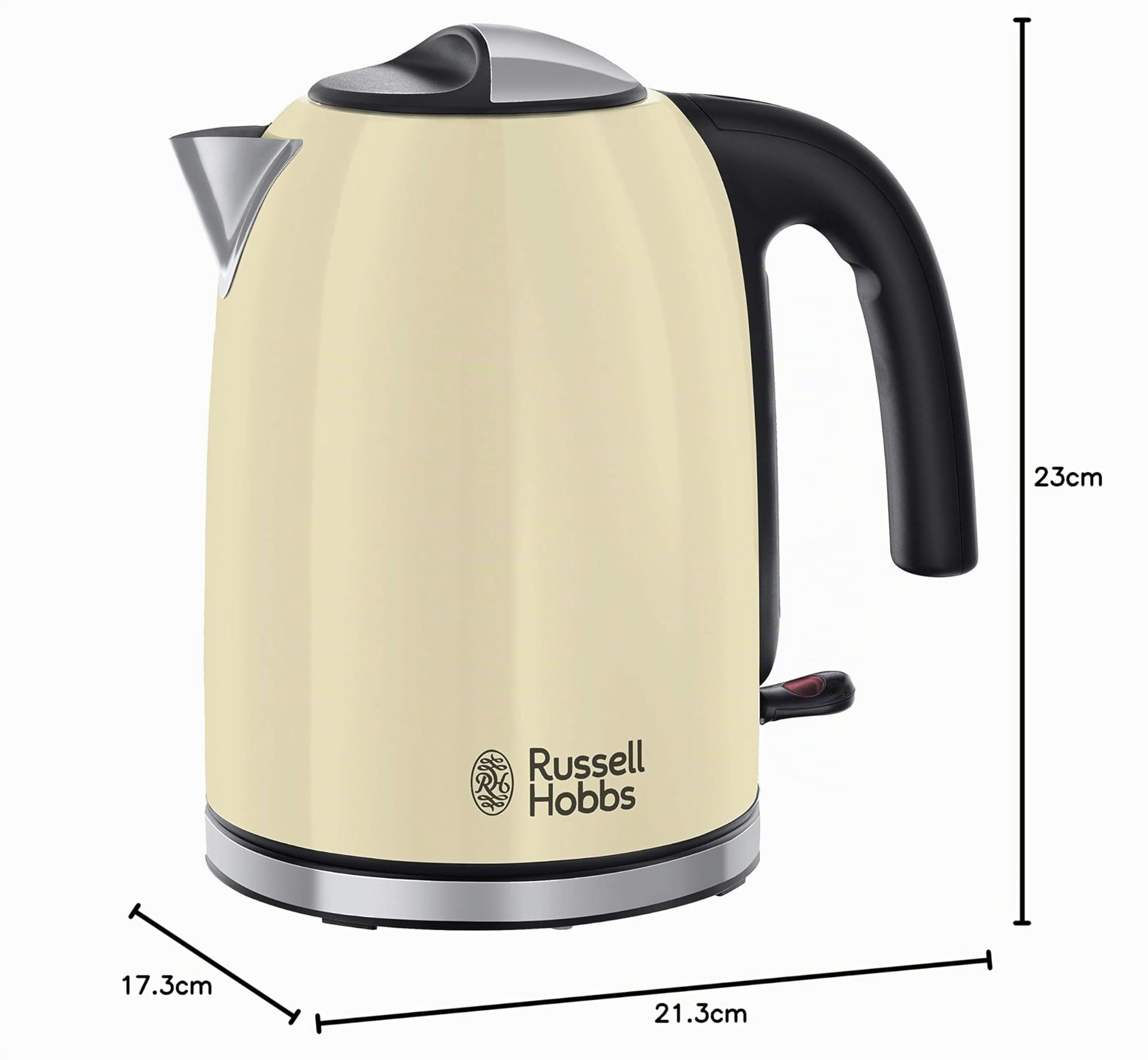 Russell Hobbs Bollitore Elettrico Colours Plus 1,7 L 2400 W, Acciaio Inossidabile, Spegnimento Automatico, Filtro Anticalcare Rimovibile, Base Girevole 360°, Crema – 20415-70
