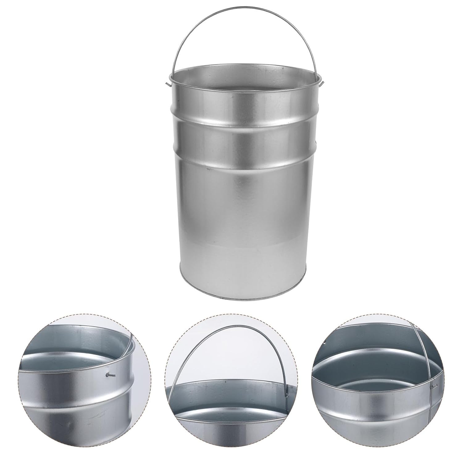 VICASKY Galvanized Iron Garbage Can Large Capacity Trash Bucket with Handle 22.3×32 Inch Outdoor Metal Garbage Container for Home and Garden Waste Storage