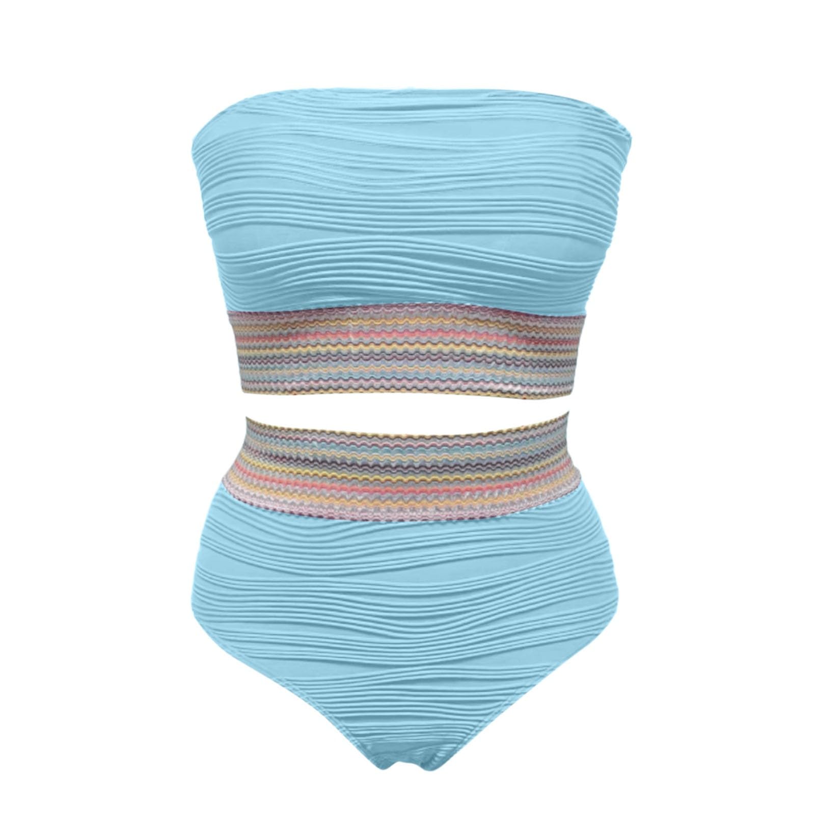 Ensembles Maillots Deux pièces pour Femmes Rembourré avec Bretelles Spaghetti Imprimées Push-up Bandeau Maillot de Bain de Plage Taille Haute Triangle Bikini Set Été Swimwear Beachwear