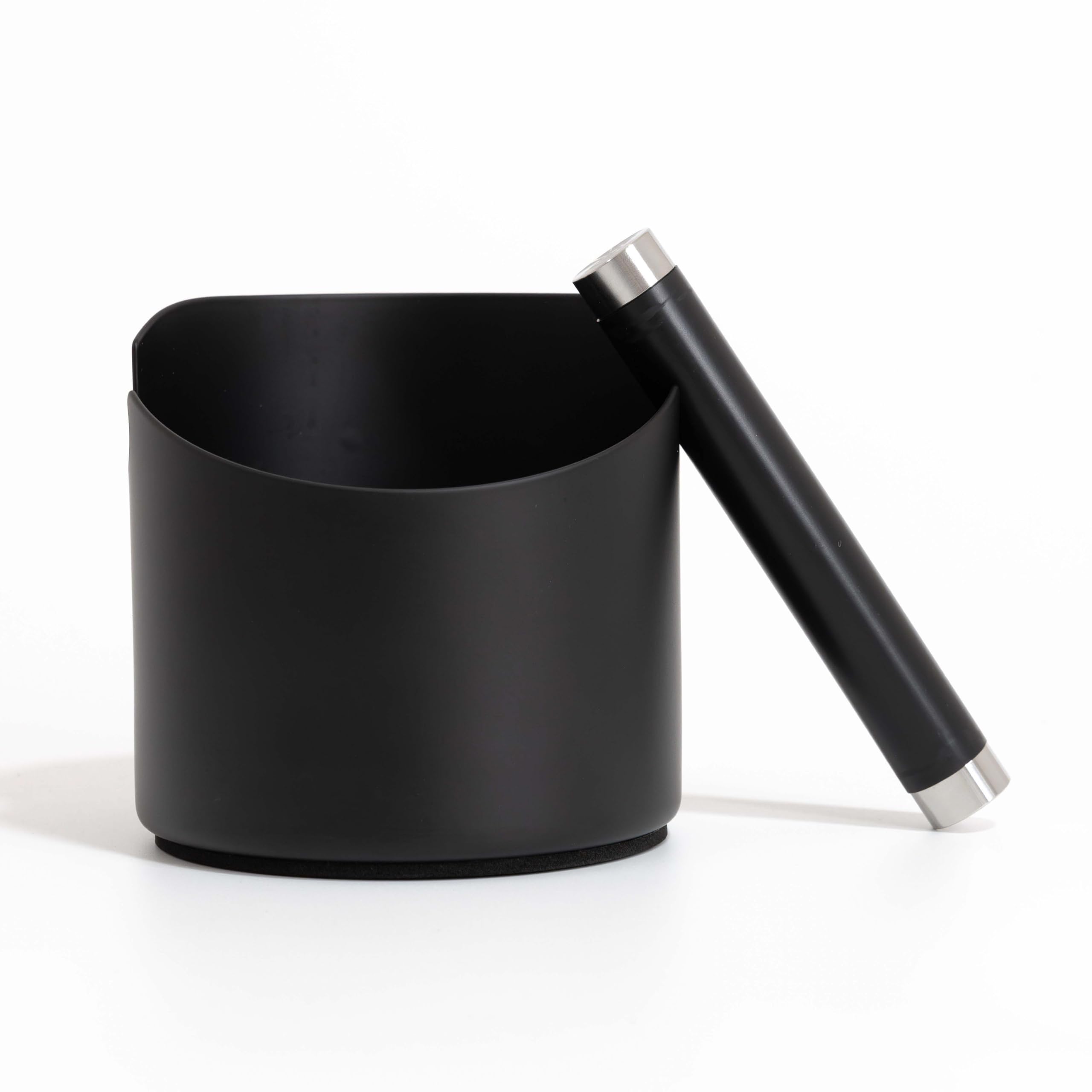 NEOUZA Knock Box - Pattumiera per macchina da caffè espresso, accessorio da barista, assorbe gli urti, con barra in metallo rimovibile (nero, M)