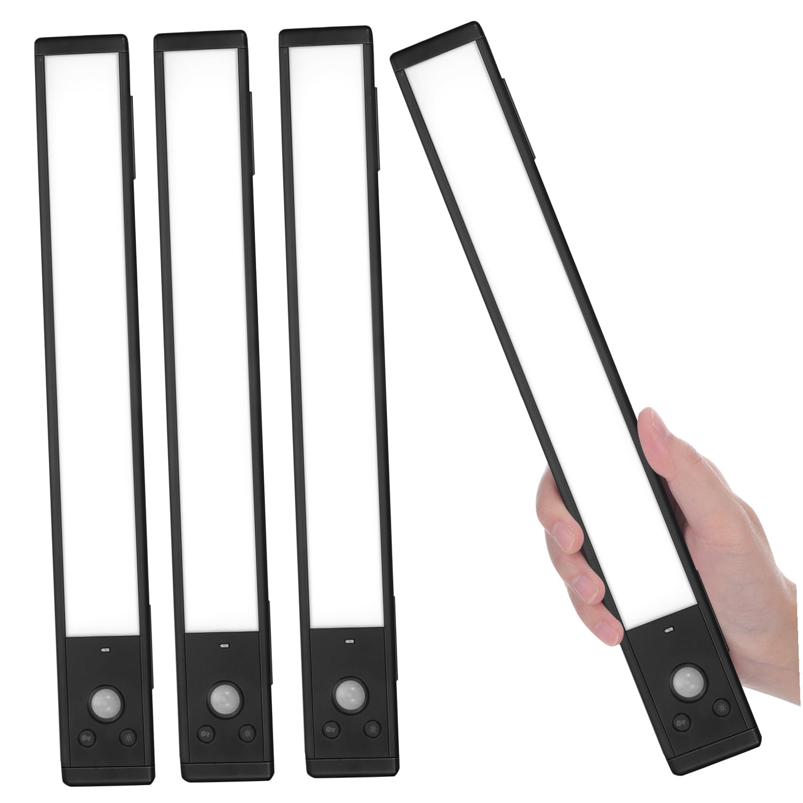WOONEKY 4 Piezas Luces LED con Sensor de Movimiento para Armarios de Iluminación Automática para Cocina Escaleras y Pasillos Diseño Compacto y Función de