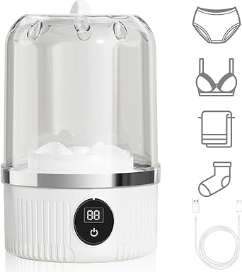 Portable Underwear Washer, Mini Washing Machine, Mini Washer Deeply Cleans Small Laundry Items, Bra, Underwear, Socks White