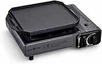 GasOne GS-1000G-KIT Fogão a gás butano com chapa plana incluída – Queimadores de fogão de barraca de butano para cozinhar para acampamento, cozinha – Alumínio fundido com revestimento antiaderente