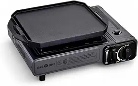 GasOne GS-1000G-KIT Fogão a gás butano com chapa plana incluída – Queimadores de fogão de barraca de butano para cozinhar para acampamento, cozinha – Alumínio fundido com revestimento antiaderente