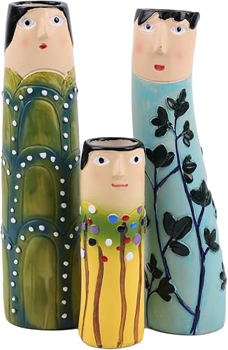 Jarrón moderno de otoño con cara humana, jarrones familiares, decoración bohemia de granja, adecuado para flores secas, decoración de mesa de