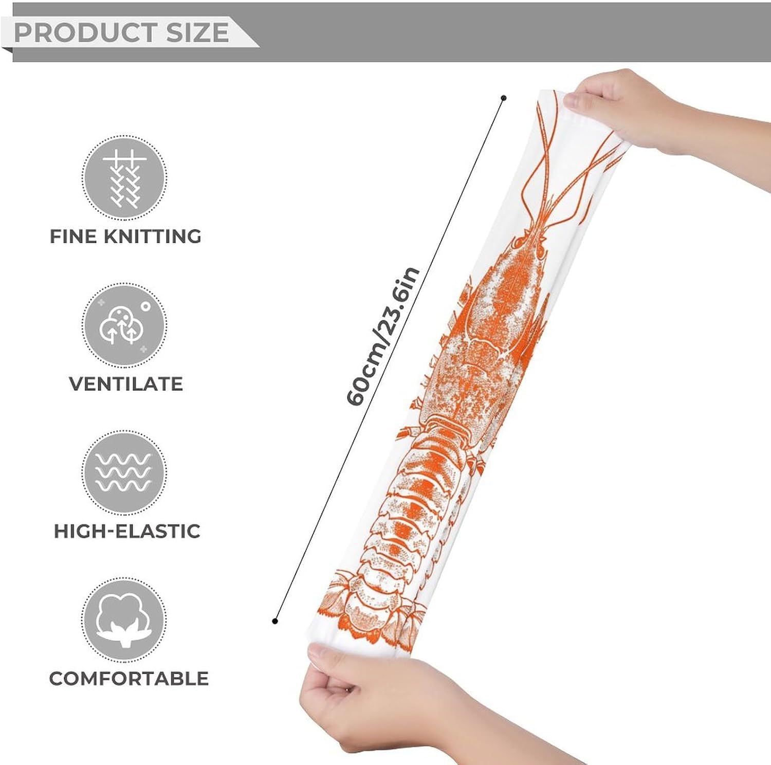 Orange Shrimp Pattern Knee High Stockings for Women 23.6" Breathable Thigh High Stockings Over The Knee Socks