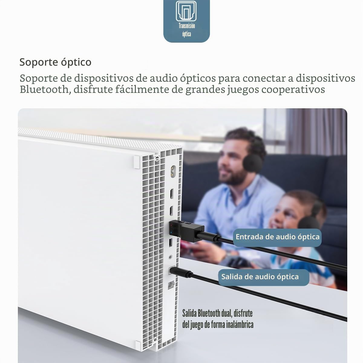 Isobel Transmisor USB Bluetooth 5.0 con entrada óptica digital, adaptador de audio inalámbrico baja latencia Aux para TV, PC Switch/PS/Xbox Consola, 2 dispositivos al mismo tiempo