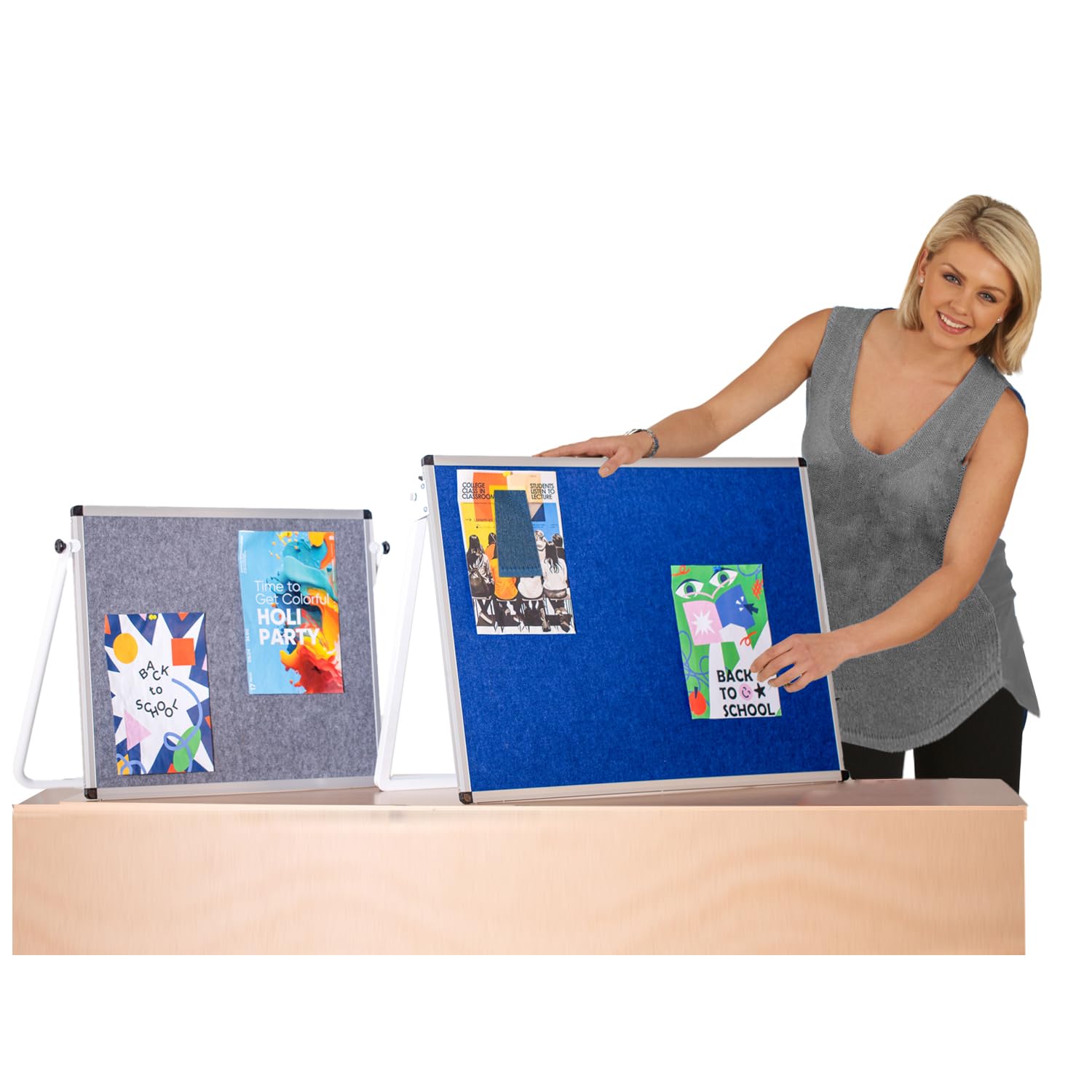 Display Noticeboard for Table or Desk use | Grey Pinboard | 500 x 600 mm | Ideal Where Wall Space is Limited| Great for venues, info hubs, Schools,Healthcare