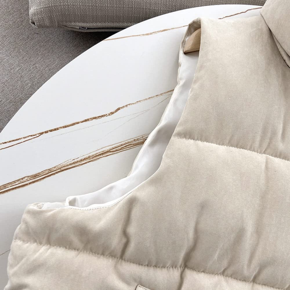 Donne Gilet Di Piumino,Gilet Da Donna Colletto Alla Coreana Gilet Di Transizione Allentato Nero Gilet Senza Maniche Gilet Trapuntato Gilet Imbottito Da Donna Elegante Gilet Imbottito Caldo Invernale