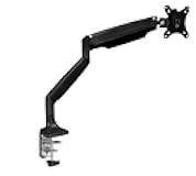 Single Monitor Arm Desk Mount | Gas Spring Monitor Arm | Full Motion Articulating Height Adjustable | Fits 21 22 23 24 27 30 32 Inch VESA Compatible Computer Screen | Clamp and Grommet Base