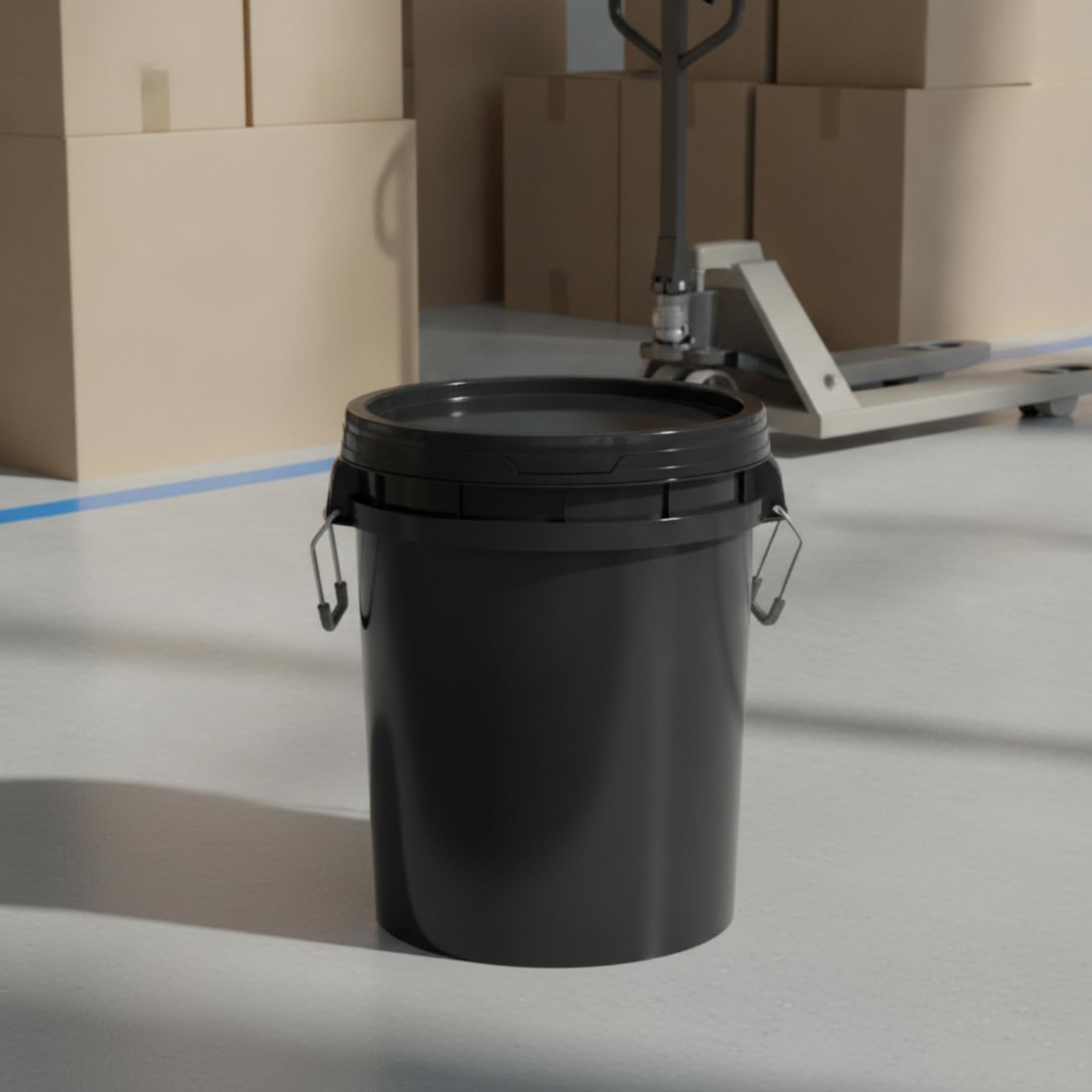 Cubo Industrial de Almacenamiento con, Blanco, 20L Modelo A con Boquilla, Tapa A Presión Engrosada