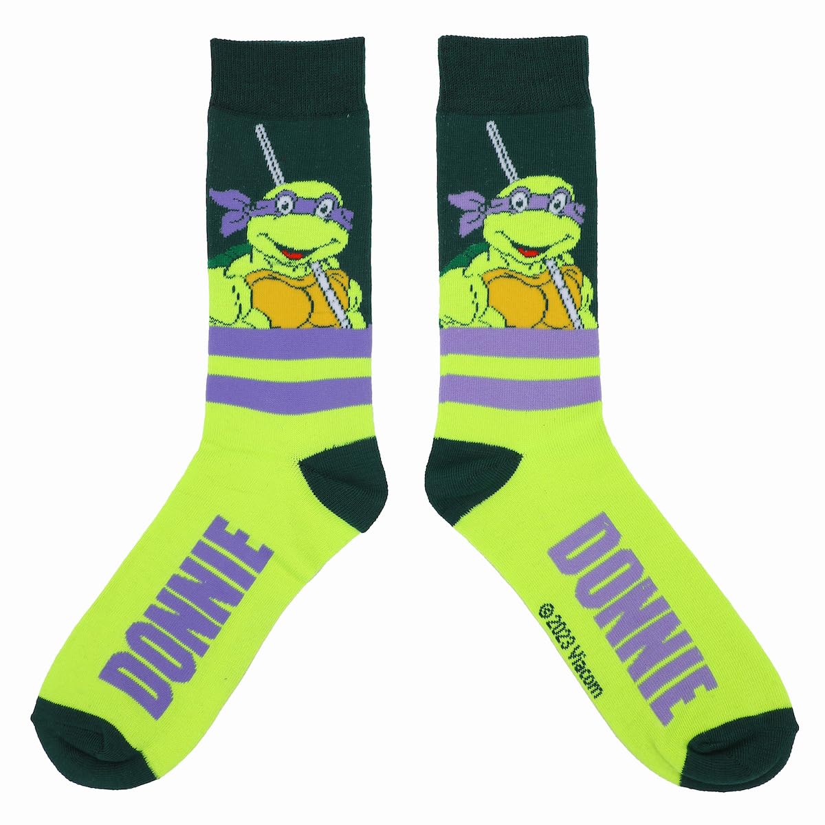 Bioworld TMNT Mikey, Donnie, Leo y Raph, AOP On Dark Green Paquete de 5 calcetines casuales, Verde, talla única