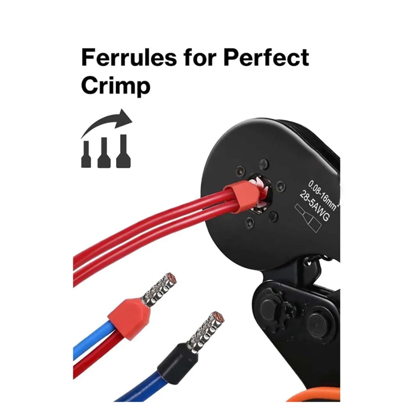 Wire Crimper Tool Kit, Hexagonal Ferrule Crimp Tool AWG 28-5 Wire Ferrule Crimper with 1200 PCS Single-Line Double Wire Ferrule