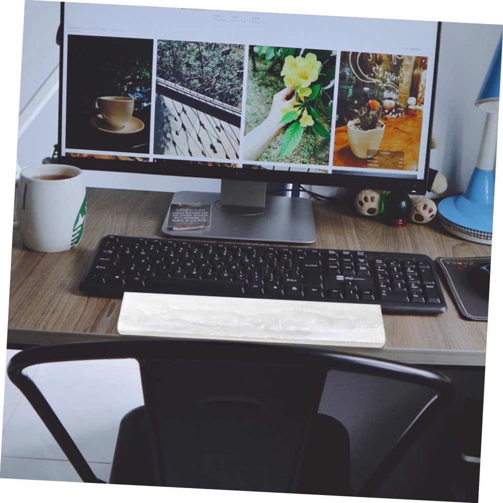 Tofficu Handgelenkauflage aus Weißem Epoxidharz Ergonomische Ellbogenstütze für Tastatur 104 Tasten Druckverteilend Tragbar Fürpc und Gaming Zubehör