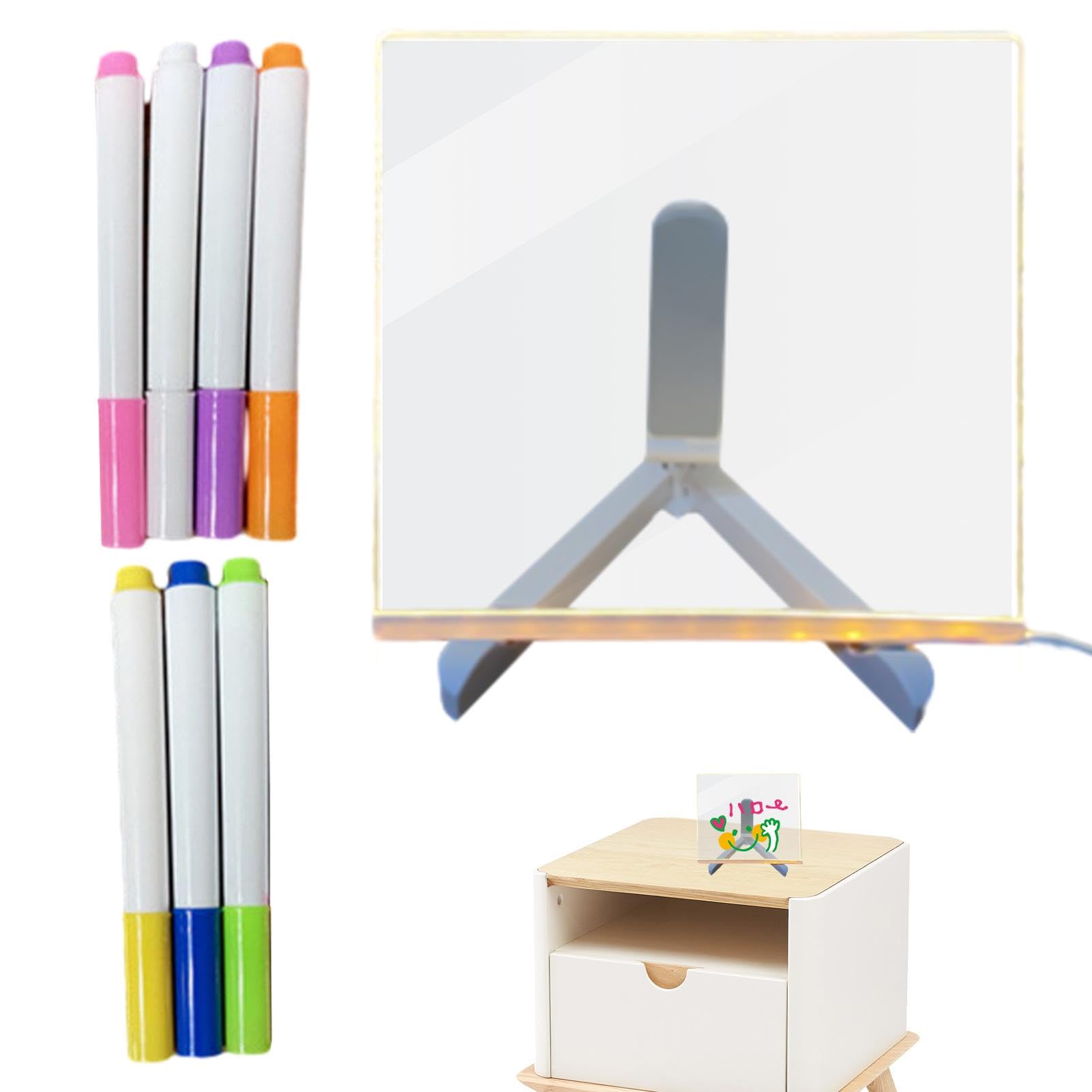 Whiteboard Led Lights - Digitale Board LED-verlichting, gloeiend helder acryl bord berichtenbord met 7 markers en standaard, prikbord voor thuis, restaurants, winkels, winkelcentra, creatief gebruik