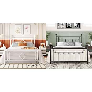 Amazon.com: Allewie Queen Size Metal Platform Beds with