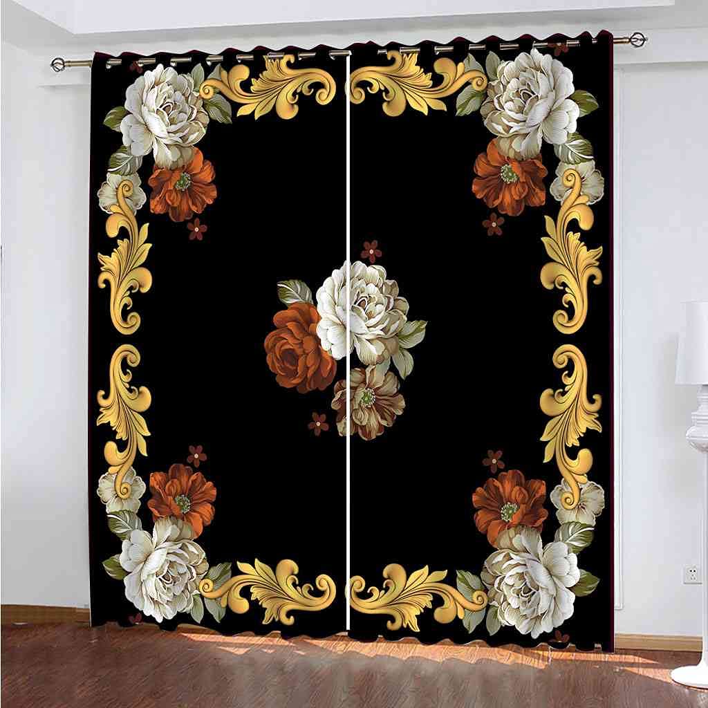 Rideaux à oeillets occultants motif vigne d'art noir pour tamiser la lumière de la cuisine