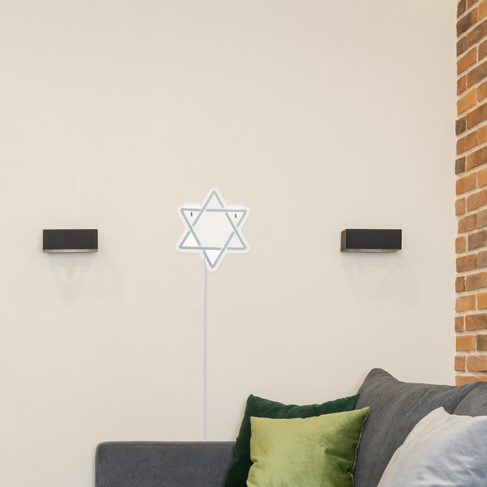 STOBAZA Luces de Neón Hexagramas Luces LED Azules de Hanukkah Decoración de Estrella de David para Habitación Letrero de Neón LED de Estrella de David para Fiesta Judía
