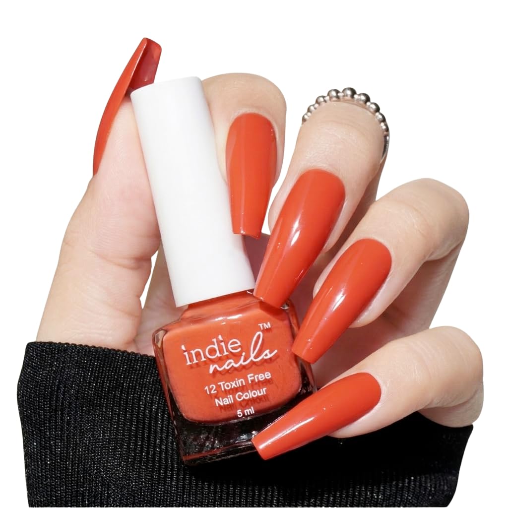 Indie Nails Nail Polish Sunset Orange Long-Lasting, High-Shine Finish | Chip-Resistant & Quick-Drying Formula | Vegan & 12-Free Nail Paint For Women Professional-Quality Manicure 5ml