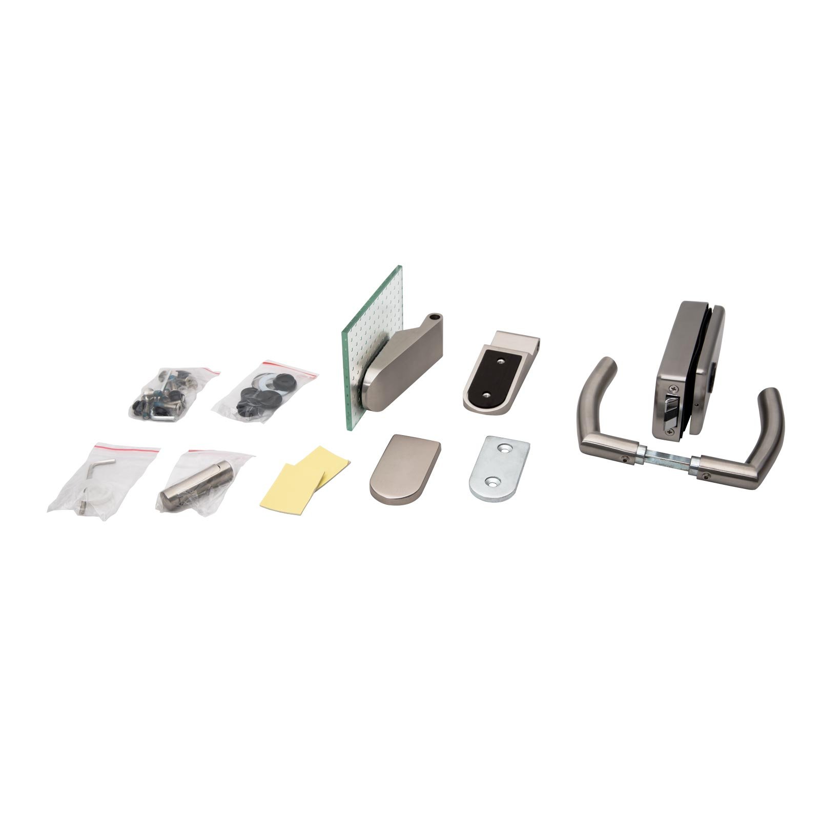 inova Glastür 834x1972x8mm Klar-Glas DIN Links Komplettset mit Beschlag Studio „04“ Echtglas Drehtür