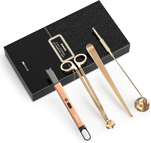 RONXS Juego de accesorios de velas 4 en 1, cortador de mechas de velas, encendedor eléctrico de velas, extintor de velas, dispensador de mecha con