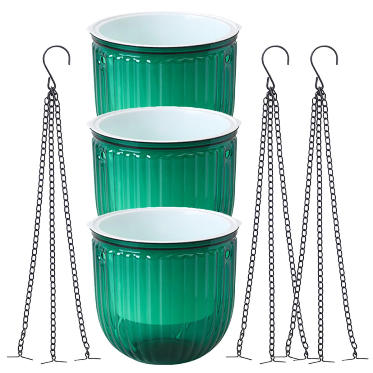Uonlytech Fioriera Sospesa da Balcone 3 Pezzi in Plastico Verde | Autoirrigante, Resistente Gelo e Sole Intenso, Anti-sfaldamento, per Casa e Giardino