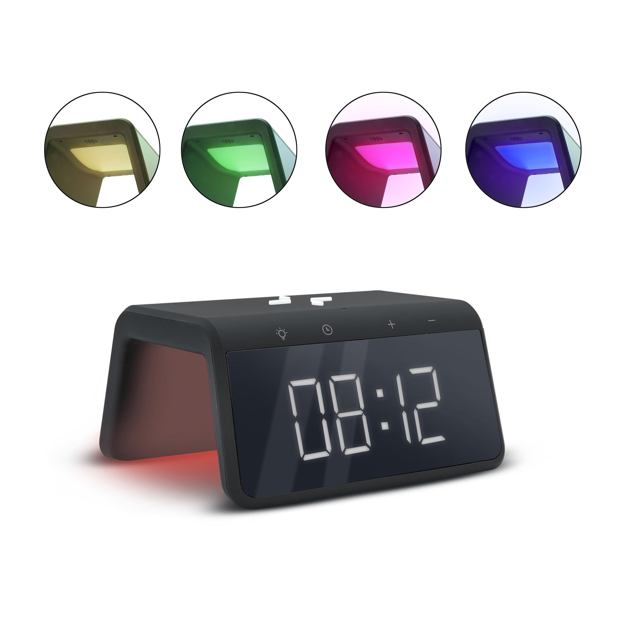 Mooov 477358 Midnight - Reloj Despertador con Cargador de inducción (15 W, Carga inalámbrica), Color Negro