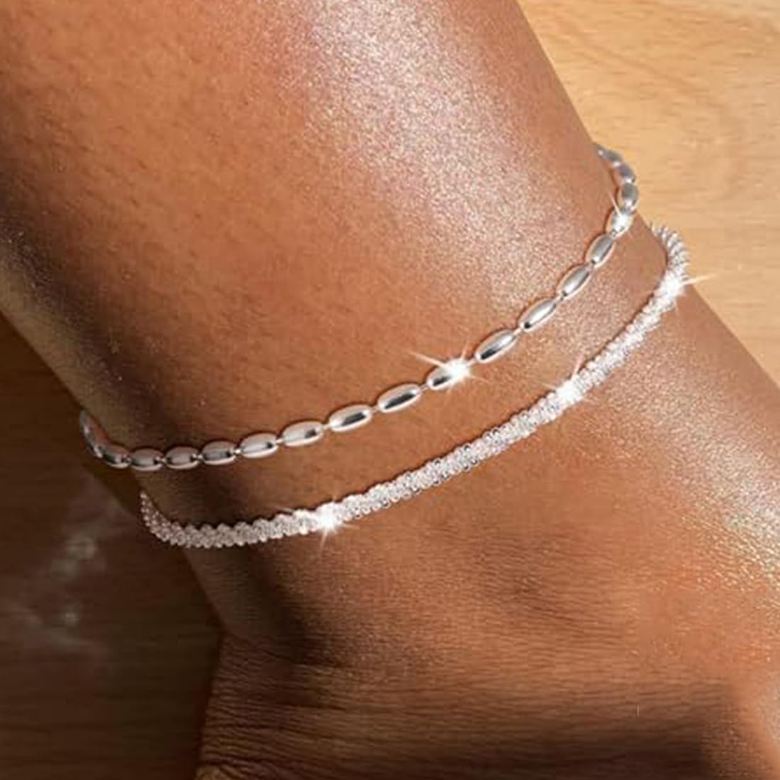 Cavigliera Donna Argento 925, Elegante e Impermeabile, Regolabile, Cavigliera in Argento Sterling per Spiaggia e Uso Quotidiano