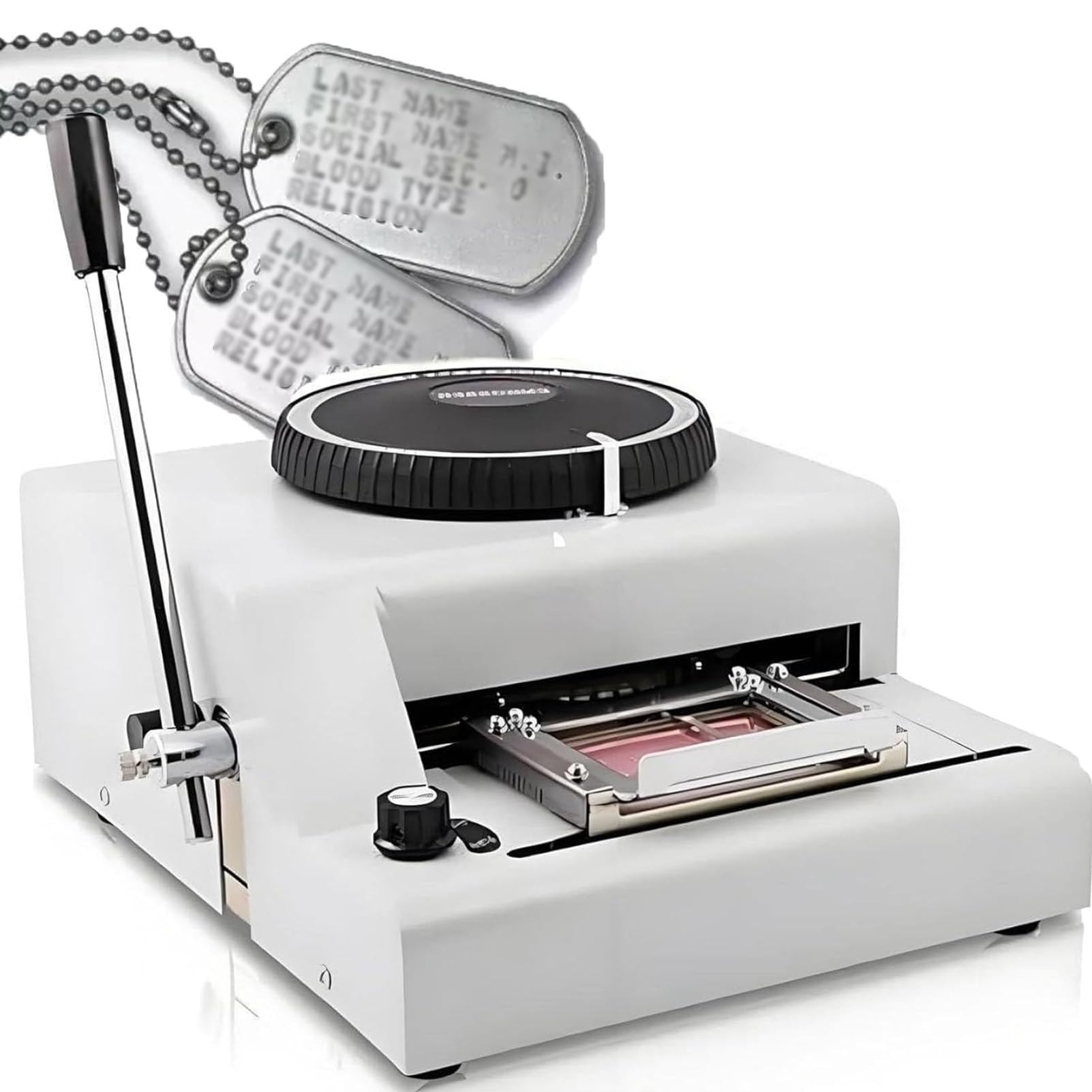 Pnpaea Multicolor Dog Tag Embosser Machine,72 Coded Characters Manual Dog Tag Embosser Machine,With Aluminum Dog Tag,Manual Embossing Machine,Pvc Card Embosser C