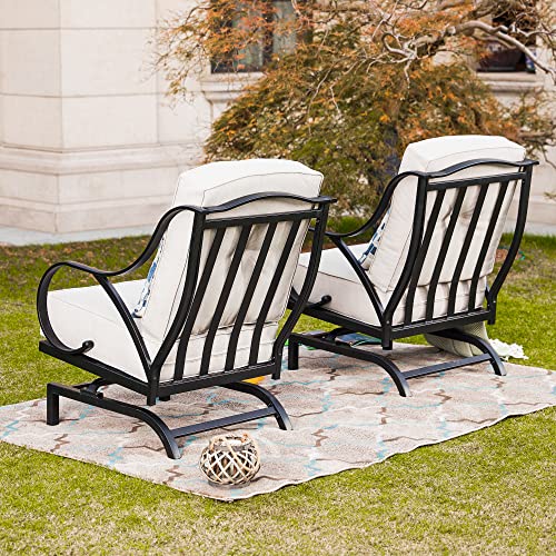 Image of LOKATSE HOME Outdoor 2 Piece Patio Chairs Dining Bistro Conversation Set Metal Frame Furniture with Cushion