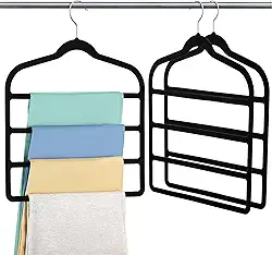 HOLTTER Kit 10 Cabides De Veludo Para Calças Saia Toalhas Lenços Calceiro Aveludado Cabideiro Veludo Cabide Calça Saia Cinto Short Cabide Multifuncional Resistente Veludo (Preto)