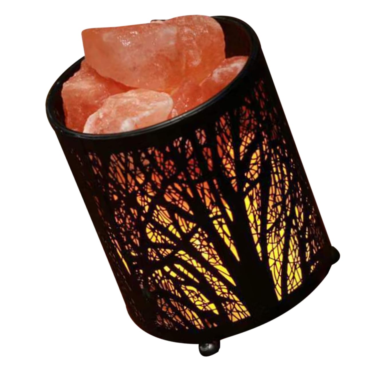 SEWACC 1Set Himalayan Salt Night Light Decorative Accent Lamp with Metal Basket for Living Room Bedroom Compact Sturdy Design Creates Warm Ambiance US Plug